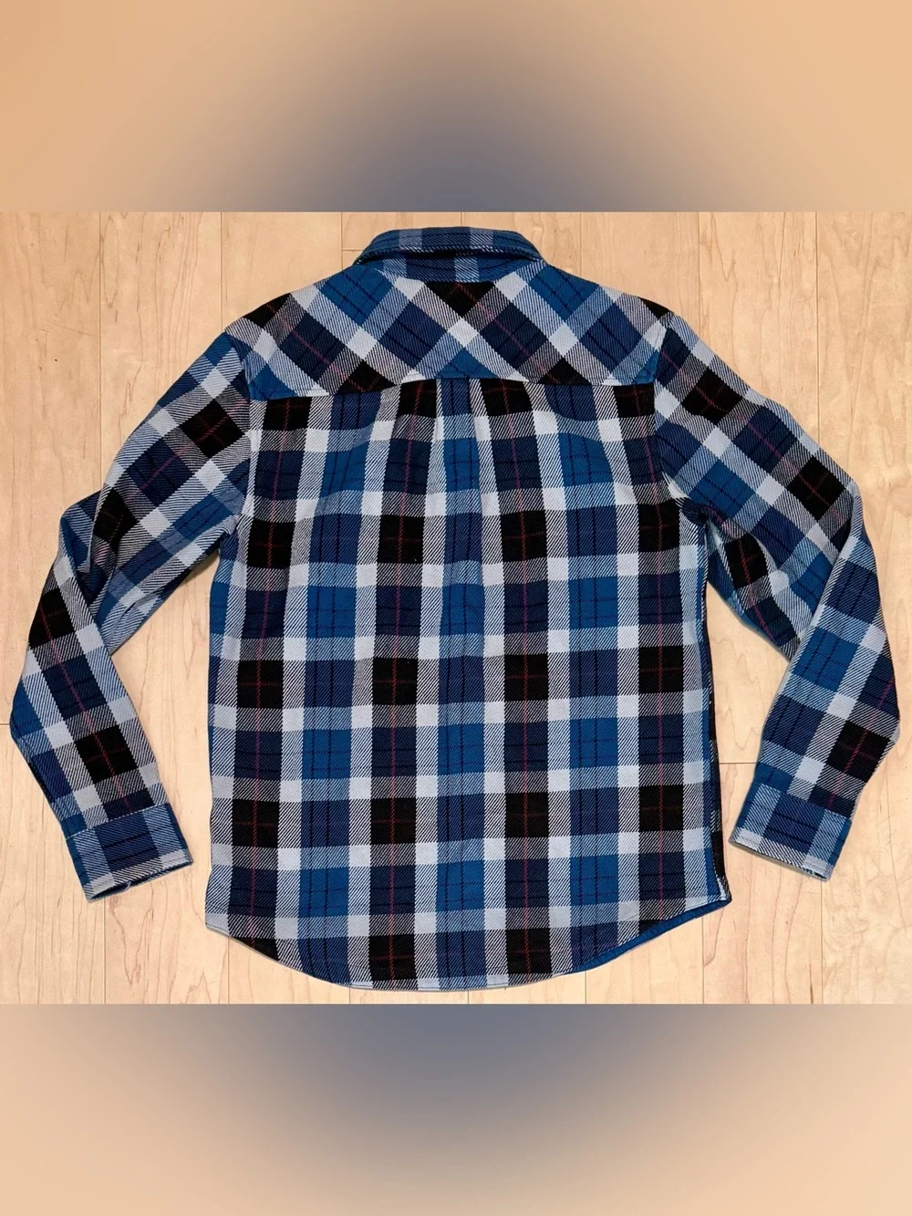 The North Face Shirt Jacket Shacket Heavyweight Lined Blue Black Plaid Men’s M